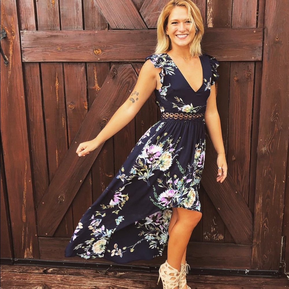 Blue high low dress